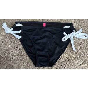 Victorias Secret Bikini Bottom Size Medium Teeny Cheeky Side Tie Black And White